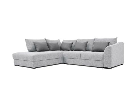 Canapé D'angle Gauche 5 Places Convertible Tissu Gris Clair - Elbe