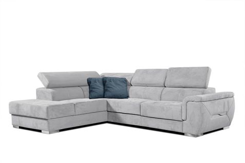 Canapé D'angle Gauche 5 Places Tissu Gris -kelte