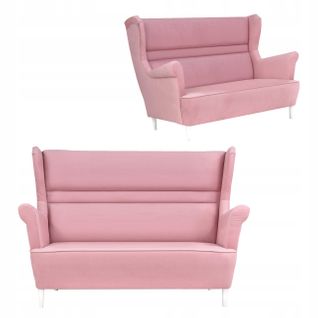 Canapé Scandinave à Oreilles Zoja, Non Convertible, Rose Poudré