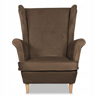 Angelo — Fauteuil Scandinave à Oreilles Matelassé, Brun Chocolat