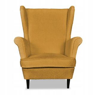Fauteuil à Oreilles Bella, Style Scandinave — Doré, Jaune Moutarde, Jaune Foncé