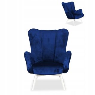 Fauteuil Scandinave à Oreilles Vika — Bleu Indigo, Cobalt, Bleuet