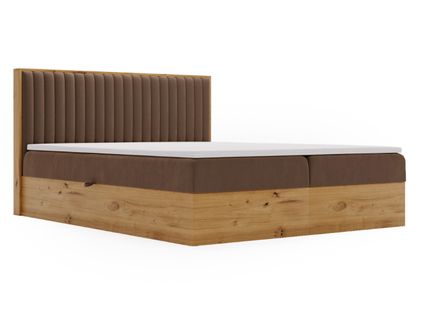 Lit Continental Forest Avec Rangement 140 X 200 Double En Bois Marron