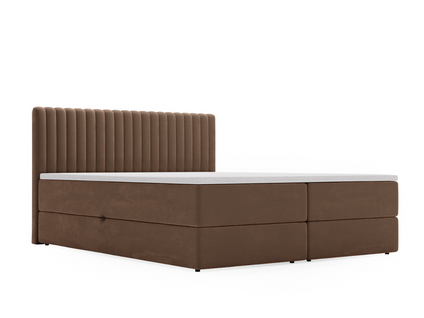 Lit Continental Marbella Avec Rangement - 140 X 200 - Double - Velours - Marron