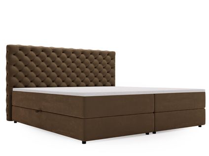 Lit Continental Bergamo Avec Rangement - 140 X 200 - Double - Velours - Marron
