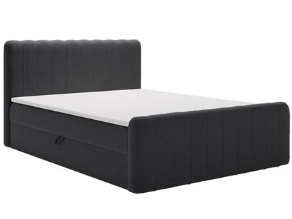 Lit Continental Osteno Avec Rangement - 160 X 200 - Double - Velours - Noir