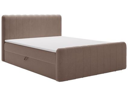 Lit Continental Osteno Avec Rangement - 120 X 200 - Double - Velours - Marron