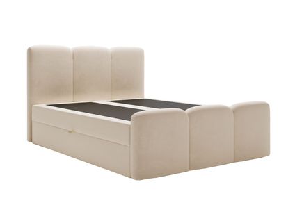 Lit Continental Campi Avec Rangement - 120 X 200 - Double - Velours - Beige