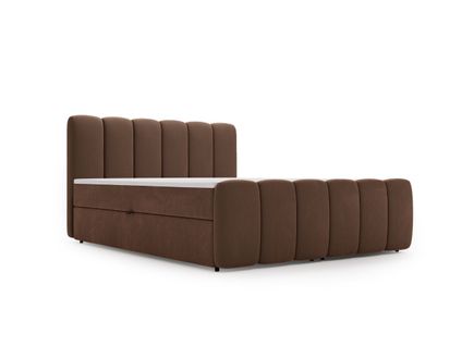 Lit Continental Cloud Avec Rangement - 140 X 200 - Double - Velours - Marron