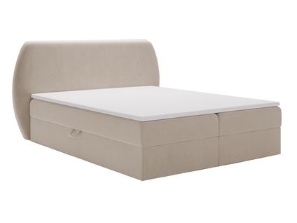 Lit Continental Bogota Avec Rangement - 120 X 200 - Double - Velours - Beige
