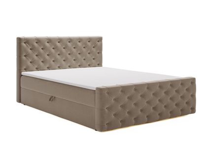 Lit Continental Montego Avec Rangement - 160 X 200 - Double - Velours - Marron