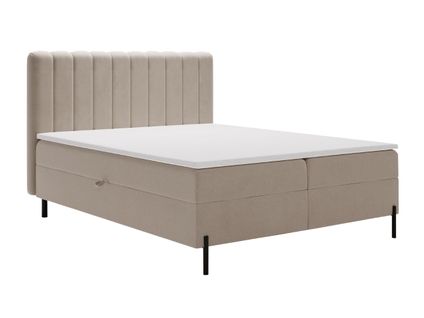 Lit Continental Primavera Avec Rangement - 120 X 200 - Double - Velours - Beige