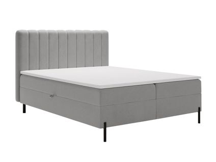 Lit Continental Primavera Avec Rangement - 120 X 200 - Double - Velours - Gris Clair