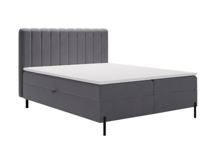 Lit Continental Primavera Avec Rangement - 120 X 200 - Double - Velours - Gris