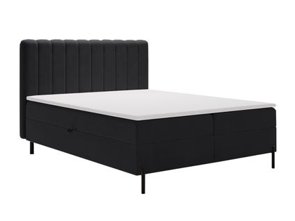 Lit Continental Primavera Avec Rangement - 180 X 200 - Double - Velours - Noir