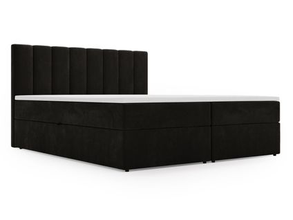 Lit Continental Mocca Avec Rangement - 180 X 200 - Double - Velours - Noir