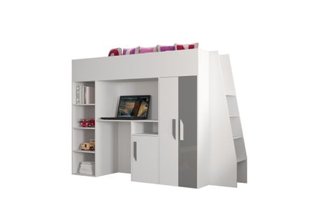 Party 15 Lit Superposé 230/165/95 Cm, Surface De Couchage: 90x200 Cm (blanc/gris)