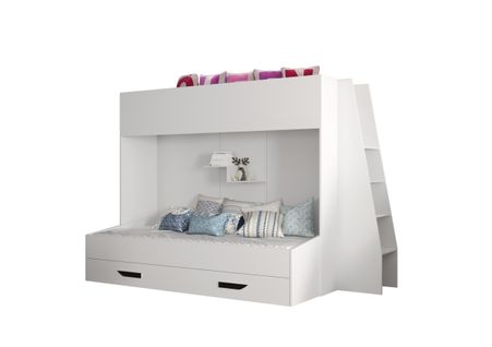 Party 17 Lit Superposé 247/165/135 Cm, Surface De Couchage: 90x200 Cm (blanc/blanc/noir)