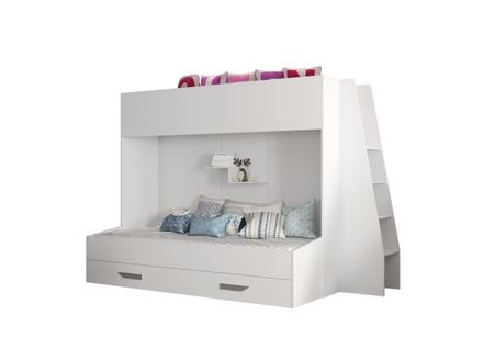 Party 17 Lit Superposé 247/165/135 Cm, Surface De Couchage: 90x200 Cm (blanc/blanc/gris)