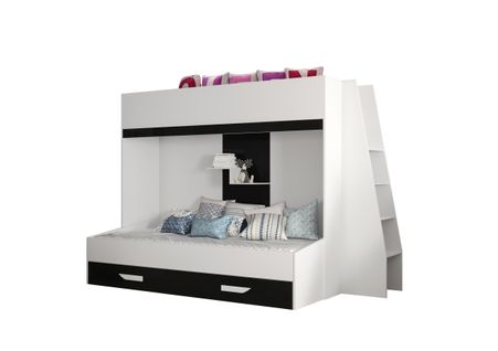 Party 17 Lit Superposé 247/165/135 Cm, Surface De Couchage: 90x200 Cm (blanc/noir)