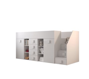 Lit Combiné Toledo 3 - 248.5x93x123 Cm - Blanc