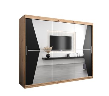 Armoire Maroko à Portes Coulissantes 200/250/62 3 Portes (artisan/noir)