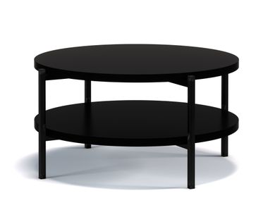 Table Basse Ronde Double Plateau 80cm, Noir, Sigma B