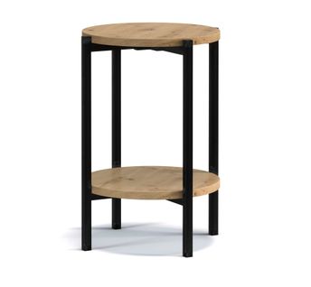 Table Basse Ronde Double Plateau 40cm, Chêne Artisanal, Sigma D