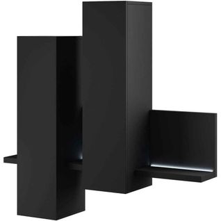 Meuble Mural Avec Étagère, 152 Cm, Avec Éclairage LED, Noir Mat, Bota