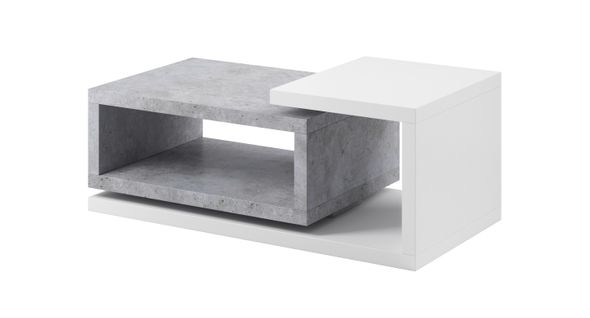 Table Basse 120×60 Cm, Blanche Avec Façade En Béton Colorado Bota
