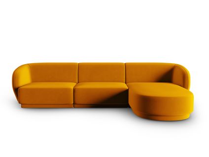 Canapé D'angle Droit Modulable "lionel" 4 Places En Velours Jaune