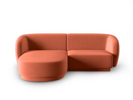 Canapé D'angle Gauche Modulable "lionel" 3 Places En Velours Corail