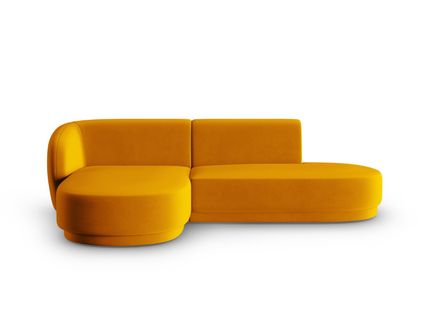 Canapé D'angle Gauche Modulable "lionel" 4 Places En Velours Jaune