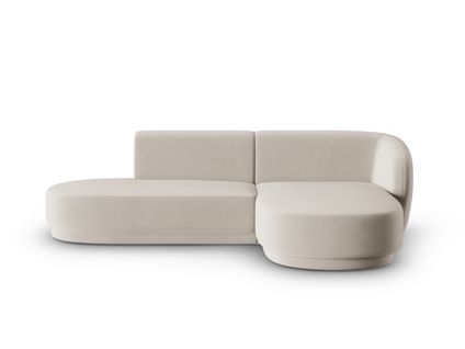 Canapé D'angle Droit Modulable "lionel" 4 Places En Velours Beige