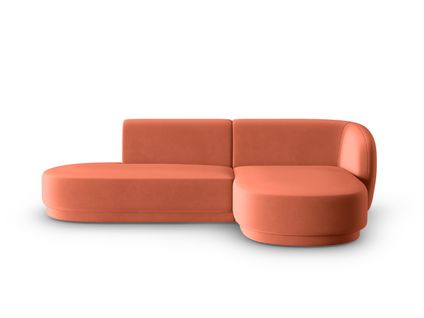 Canapé D'angle Droit Modulable "lionel" 4 Places En Velours Corail