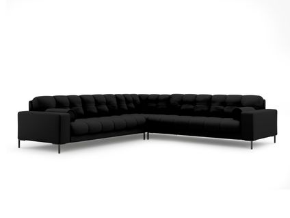 Canapé D'angle Symétrique "bali" 6 Places En Tissu Structurel Noir