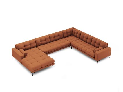 Canapé D'angle Droit Panoramique "bali" 7 Places En Tissu Structurel Brique