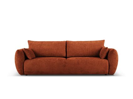 Canapé Convertible Avec Coffre De Rangement "matera" 3 Places En Chenille Terracotta