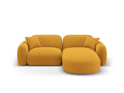 Canapé D'angle Droit Modulable "lucien" 3 Places En Velours Moutarde