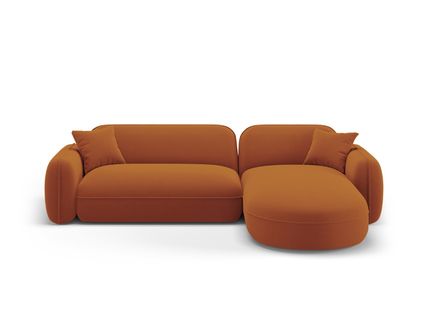 Canapé D'angle Droit Modulable "lucien" 4 Places En Velours Terracotta