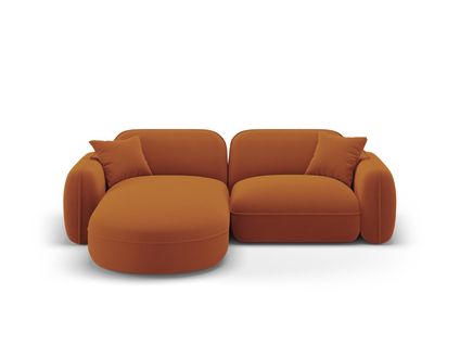 Canapé D'angle Gauche Modulable "lucien" 3 Places En Velours Terracotta