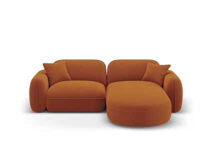 Canapé D'angle Droit Modulable "lucien" 3 Places En Velours Terracotta