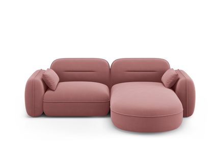 Canapé D'angle Droit Modulable "sydney" 3 Places En Velours Saumon