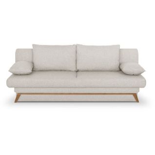 Banquette Convertible - 3 Places - Naoto - Tissu Beige - Coffre De Rangement - 202 X 98 X 98 Cm