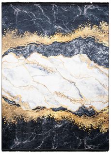 Tapis Salon Gris Doré Noir Franges Marbre Fin 160x230 Toscana