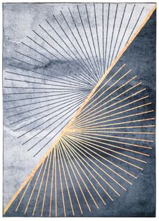 Tapis Salon Graphite Doré Gris Design Rayons Fin 140x200 Toscana