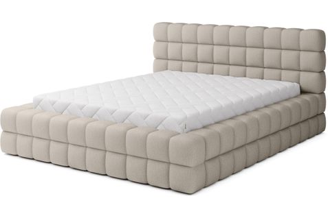 Cadre De Lit Zafira Avec Coffre En Tissu Bouclette - Taupe