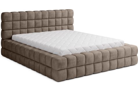 Cadre De Lit Zafira Avec Coffre En Velours - Taupe