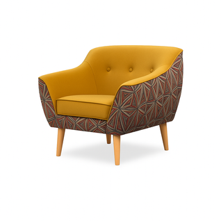 Melvi Jaune – Fauteuil Scandinave Tapissé En Velours