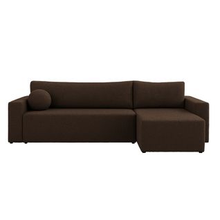 Canapé D’angle Bella En Tissu Bouclé Brun 191/200 cm